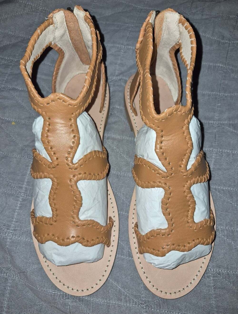Jack Rogers Lauren Gladiator Sandals Size 8.5M Tan Leather